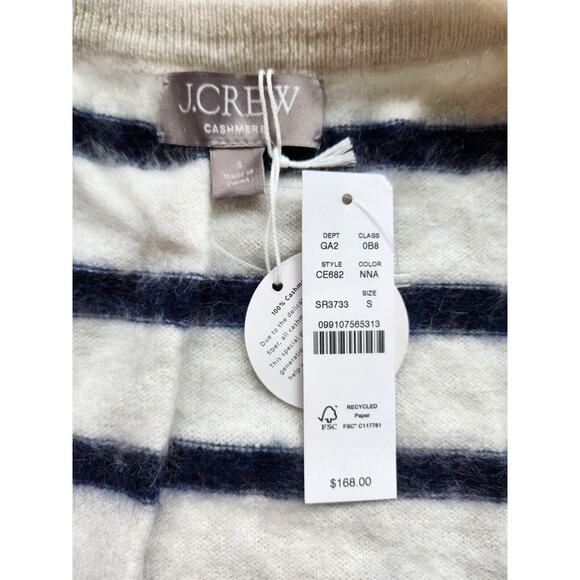 NWT J.Crew Brushed Cashmere Cropped Fitted Cardigan Sweater Sz S Stripe #3G508 - Picture 5 of 11